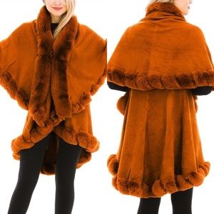 Luxury Double Layered Fx Fur Collared Jacket Coat